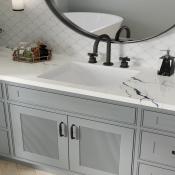 Reeded cabinet doors on bathroom vanity