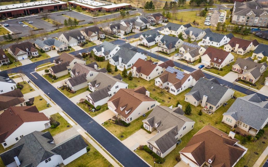 Aerial view of residential neighborhood