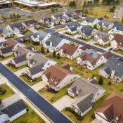 Aerial view of residential neighborhood