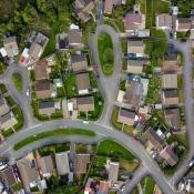 Aerial view of residential neighborhood