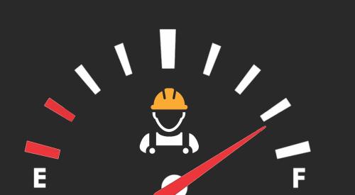 Fuel tank gauge pointing near full for skilled trades