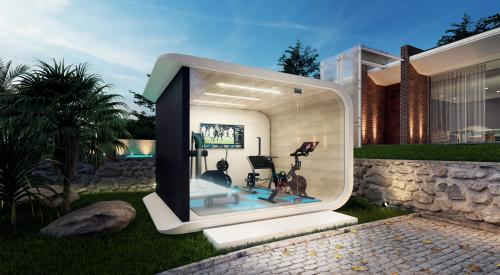 3D printed accessory dwelling unit with backyard gym