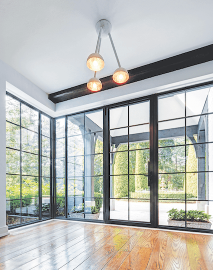 Looking out from the modernized entryway