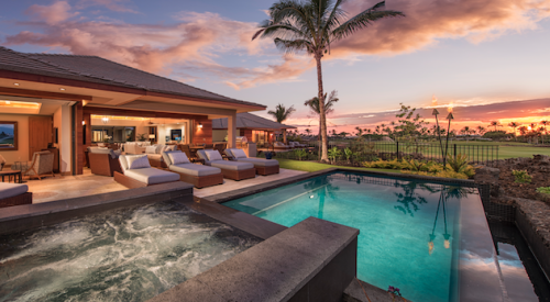 Best in American Living Awards winner The Residences at Laule’a infinity edge pool and outdoor living space
