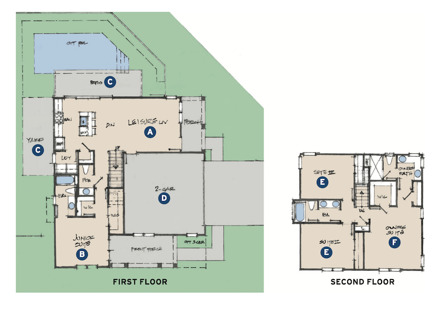 Floor plan for a detached starter homes designed by Dawn Michele Evans
