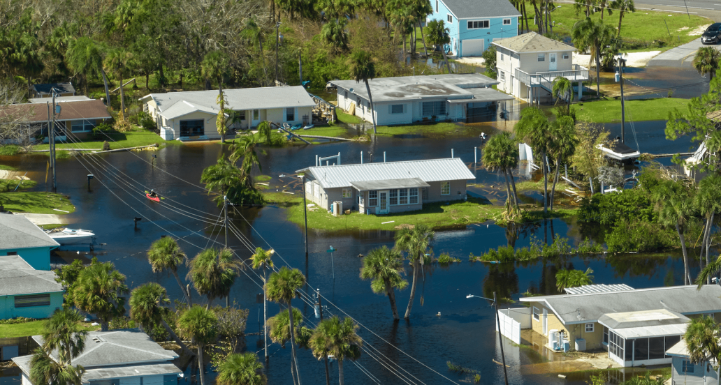 Florida homes surrounded by floodwaters