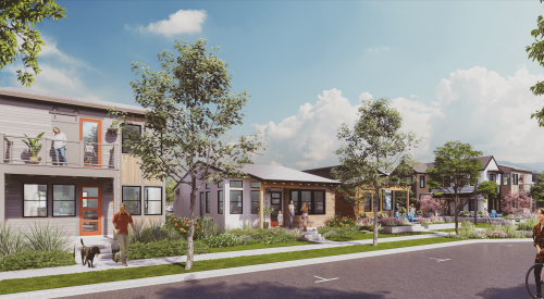 Exterior view of the Indigo Cottages detached starter homes by Dahlin Architecture | Planning | Interiors