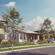 Exterior view of the Indigo Cottages detached starter homes by Dahlin Architecture | Planning | Interiors