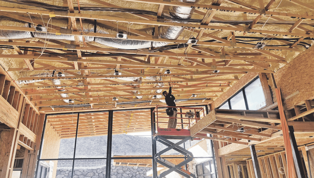 Insulation and HVAC being installed in The New American Home 2024, which achieves high performance scores for energy efficiency